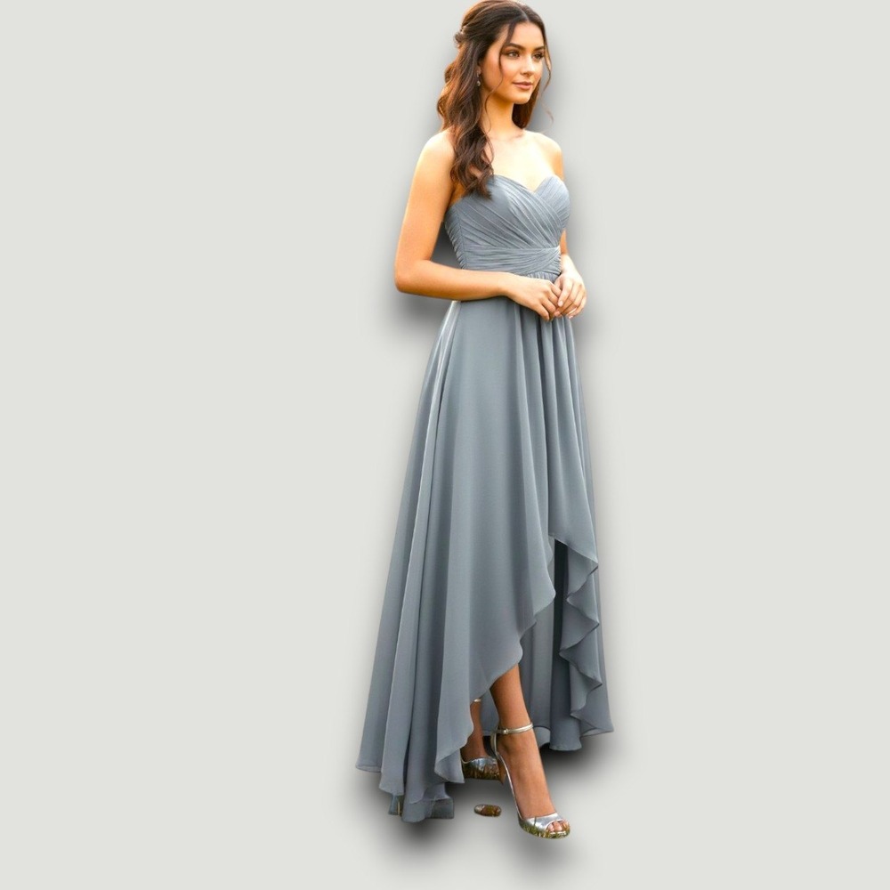 Christina Wu Celebration Dress Misty Blue Sz 4 Strapless Formal Wedding 22531